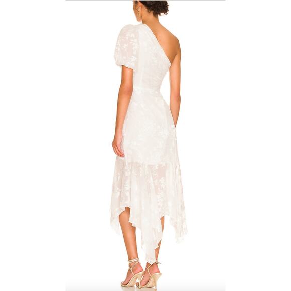 NWT ASTR the Label Santorini Midi Dress in White One Shoulder Flowy Chiffon sz M - Picture 3 of 10